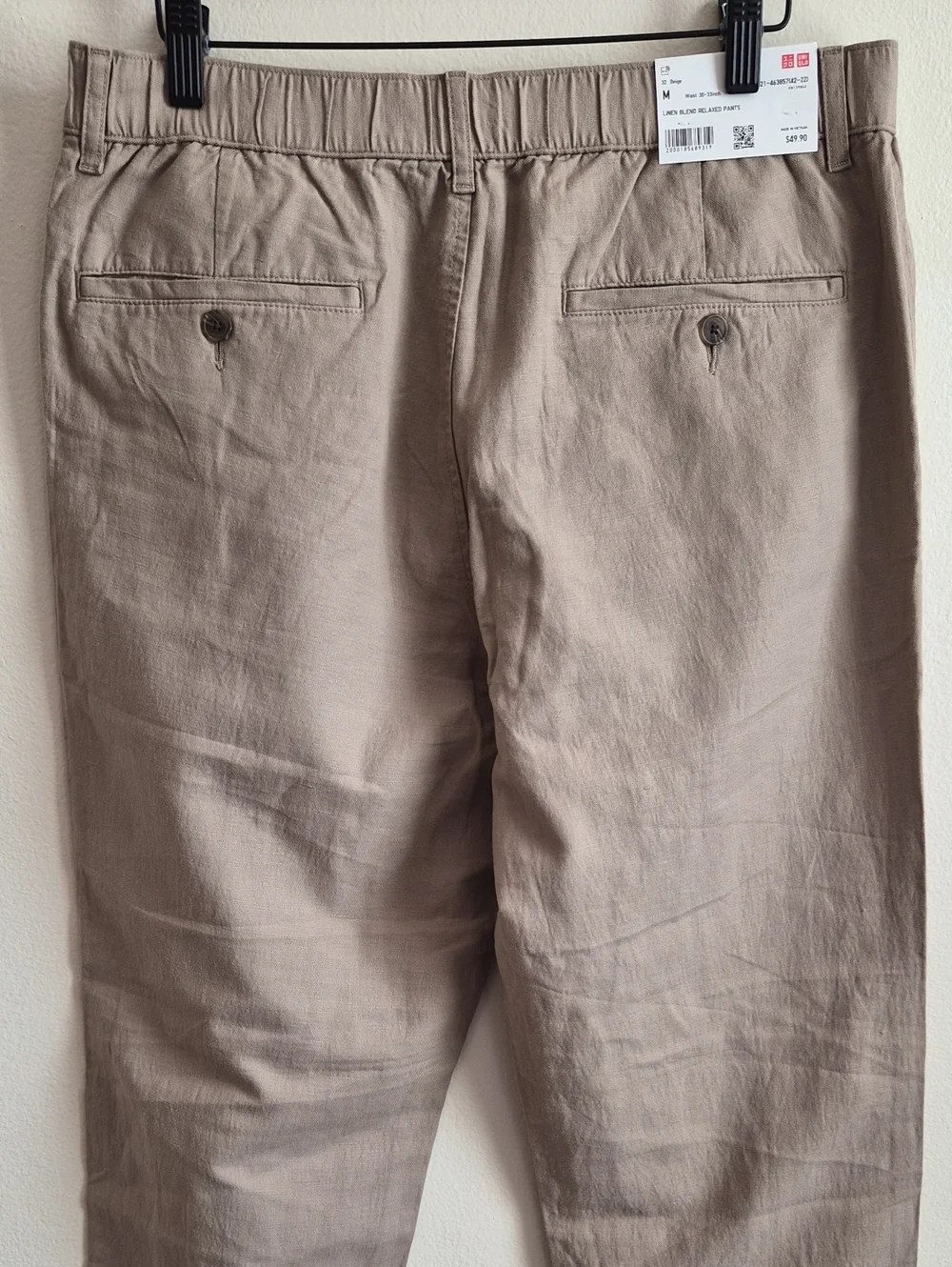 Uniqlo Men's Beige Linen Blend Relaxed Pant